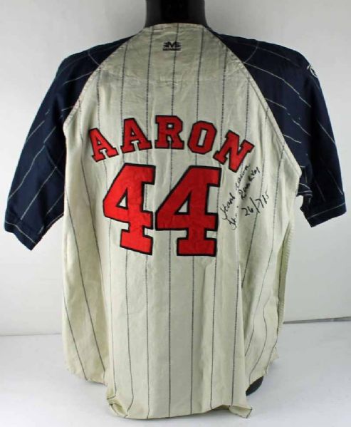 Limited Edition Hank Aaron Signed & Inscribed "Home-Run King" Cooperstown Collection Jersey (JSA)