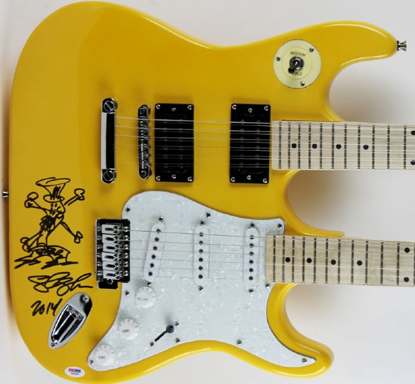 Guns N Roses: Slash Signed Double-Neck Guitar w/ Rare Self Sketch! (PSA/DNA)