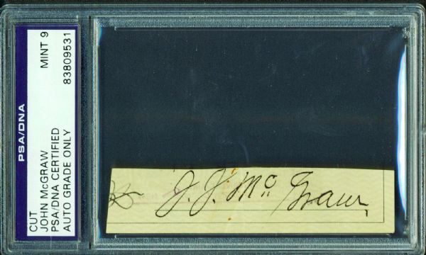 John McGraw Signed 1" x 3" Check Slip PSA/DNA Graded MINT 9