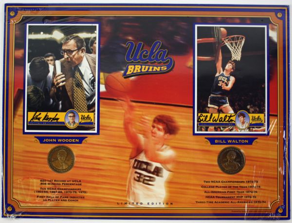 John Wooden & Bill Walton Dual Signed UCLA 11" x 14" Display (PSA/JSA Guaranteed)