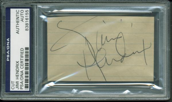 Jimi Hendrix Experience: Jimi Hendrix, Noel Redding & Mitch Mitchell Near-Mint Single Signed 2.5" x 3" Album Pages (PSA/DNA Encapsulated)