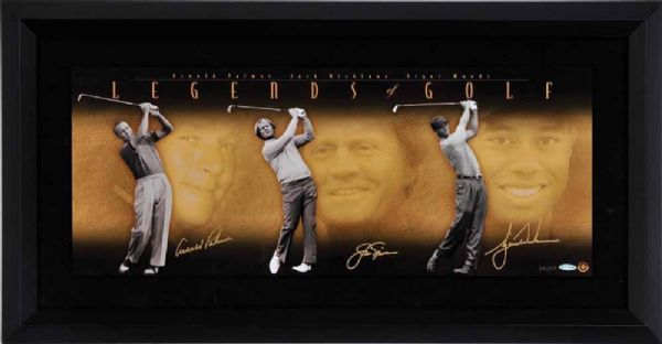 Jack Nicklaus, Arnold Palmer & Tiger Woods Multi-Signed Limited Edition Print (Upper Deck)