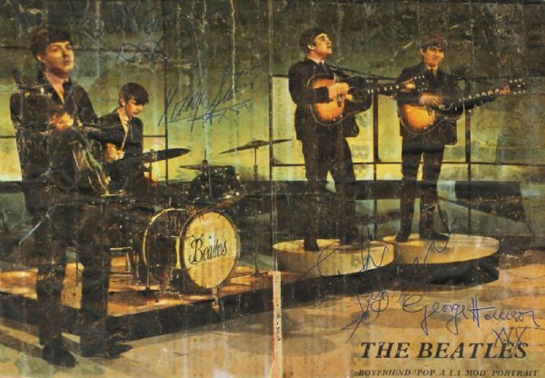 The Beatles Group Signed 8" x 10" Color On Stage  Image w/ Paul McCartney, John Lennon, George Harrison & Ringo Starr! (PSA/DNA)