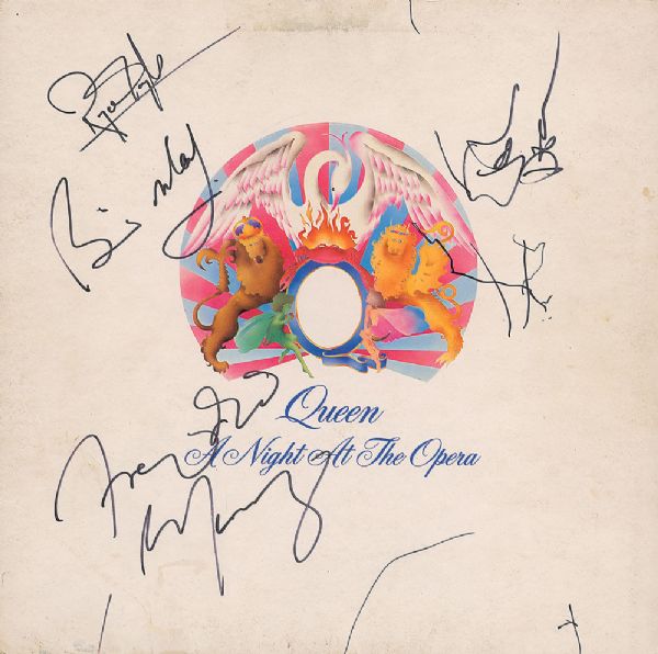 Queen: Band Signed "A Night at The Opera" w/ Freddie Mercury, Brian May, John Deacon & Roger Taylor (PSA/DNA)