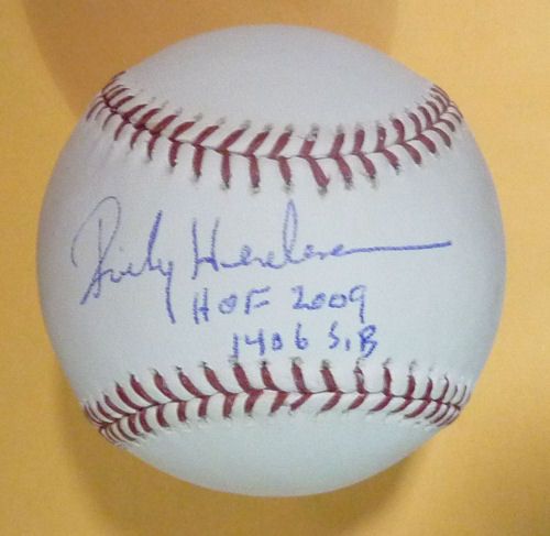 Rickey Henderson Signed OML Baseball w/ "HOF 2009 & 1406 SB" Inscription (JSA)