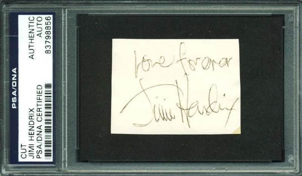 Jimi Hendrix Signed & Inscribed "Love Forever" Cut (PSA/DNA Encapsulated)