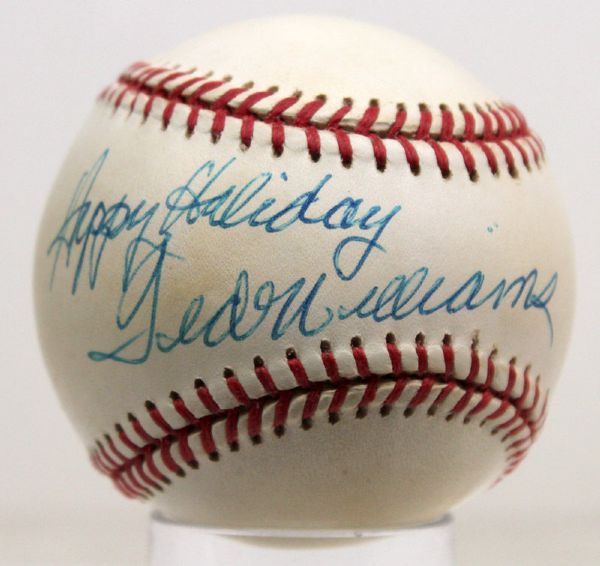 Ted Williams Signed OAL Baseball w/ Rare "Happy Holidays" Inscription! (JSA)