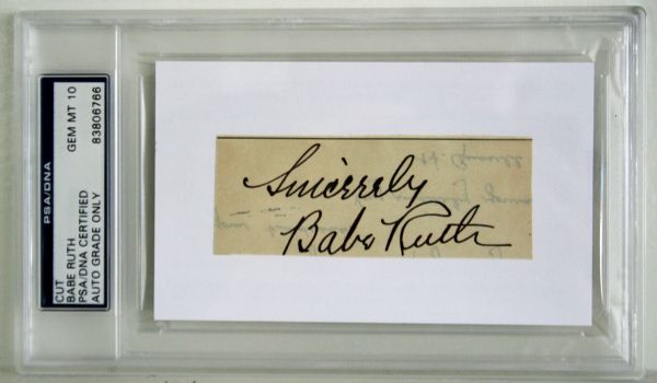 Babe Ruth Exceptionally Fine Signed Album Page Segment - PSA/DNA Graded GEM MINT 10!