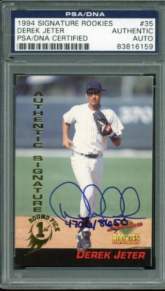 Derek Jeter PRE-ROOKIE Signed 1994 Signature Rookies Baseball Card (PSA/DNA Encapsulated)