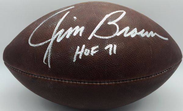 Jim Brown Signed NFL "The Duke" Vintage Football w/ "HOF 71" Inscription (PSA/DNA)