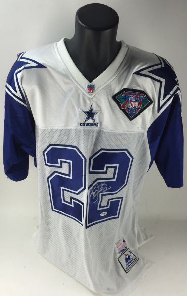 Emmitt Smith Rare Signed NFL 75th Anniversary Official APEX Cowboys Jersey (PSA/DNA)