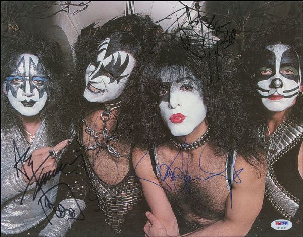 Kiss Group Signed 11" x 14" Color Photo w/ 4 Signatures (PSA/DNA)