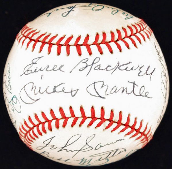 1953 WS Champion NY Yankees Team-Signed Baseball w/ Mantle, Martin, Berra & Others (PSA/DNA)