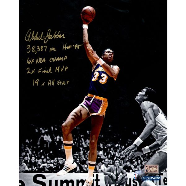 Kareem Abdul-Jabbar Signed 16" x 20" Photo w/ Rare Career Statistics! (Steiner Sports)