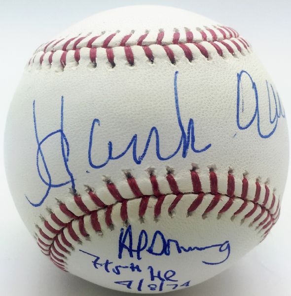 Hank Aaron & Al Downing Dual Signed OML Baseball (Steiner Sports)