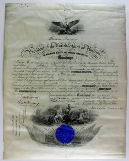 Theodore Roosevelt Signed Presidential War Appointment (PSA/JSA Guaranteed)
