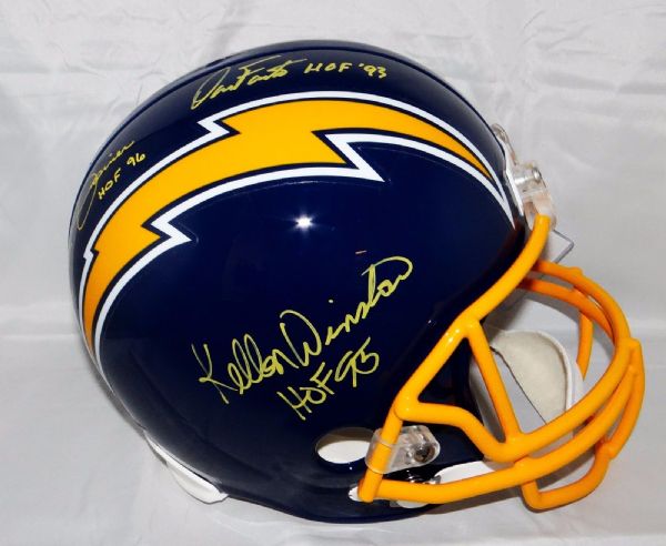 Air Coryell: Chargers Multi-Signed Full Size Helmet w/ Winslow, Joiner & Fouts (JSA)