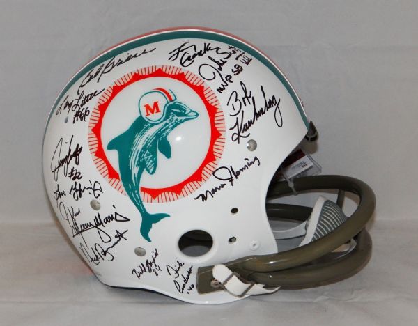 1972 Miami Dolphins Team Signed Suspension Helmet (JSA)