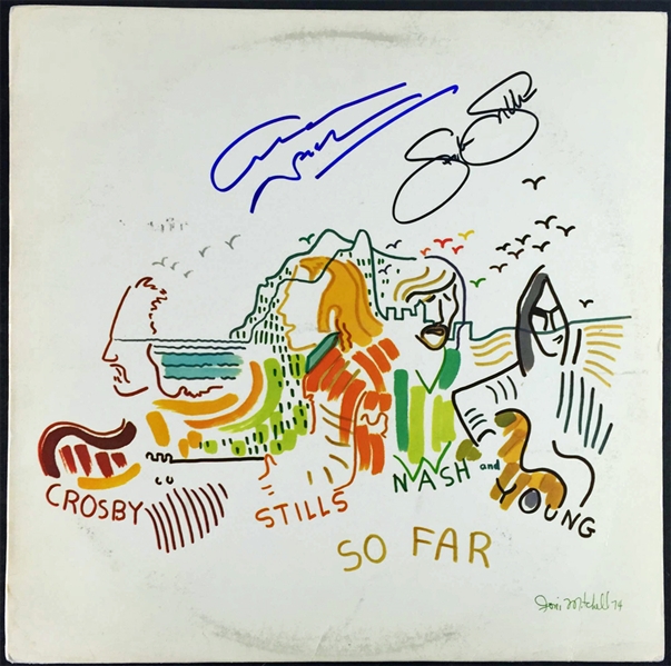 CSNY: Stephen Stills & Graham Nash Signed "So Far" Record Album Cover (PSA/JSA Guaranteed)