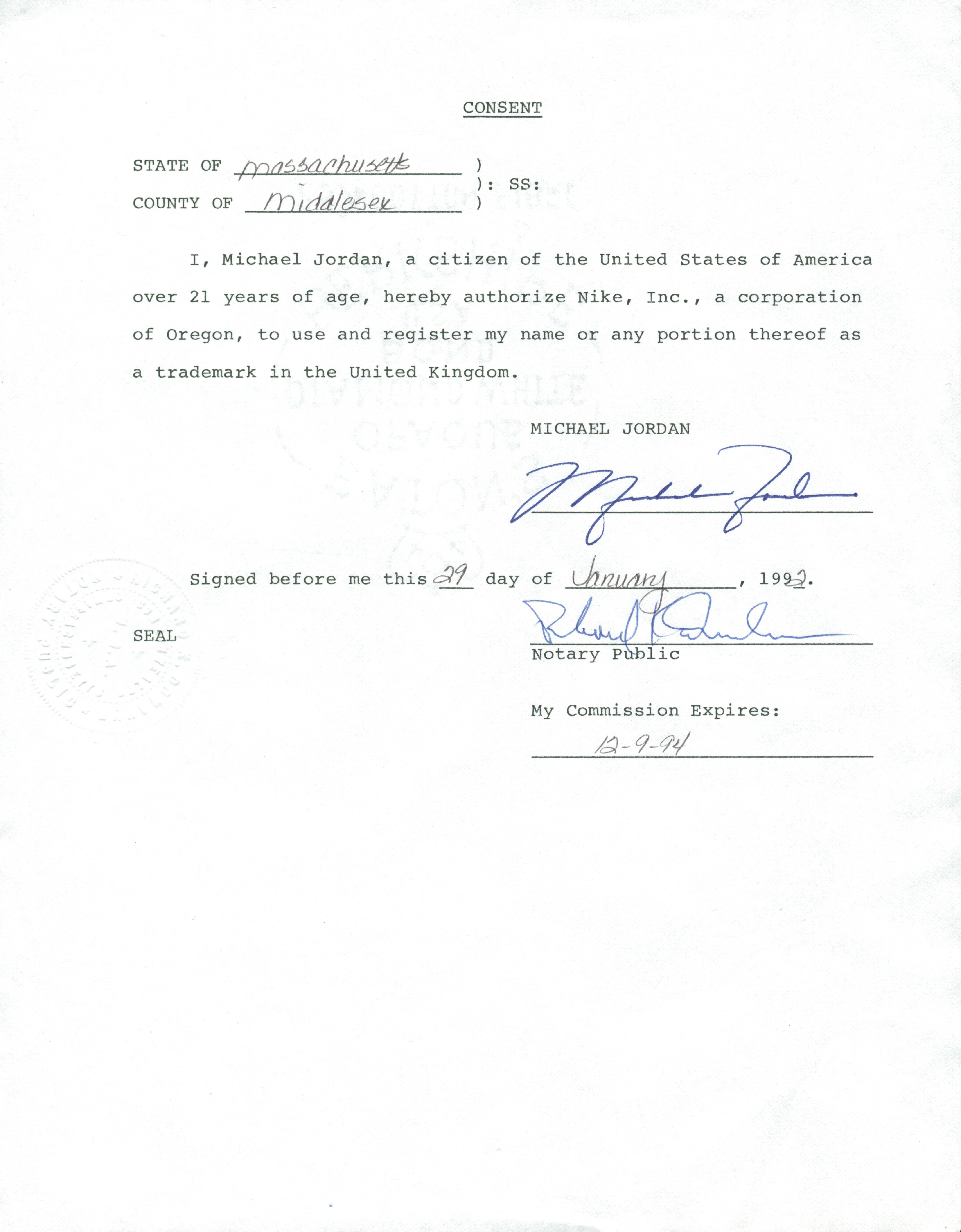 jordan's contract with nike