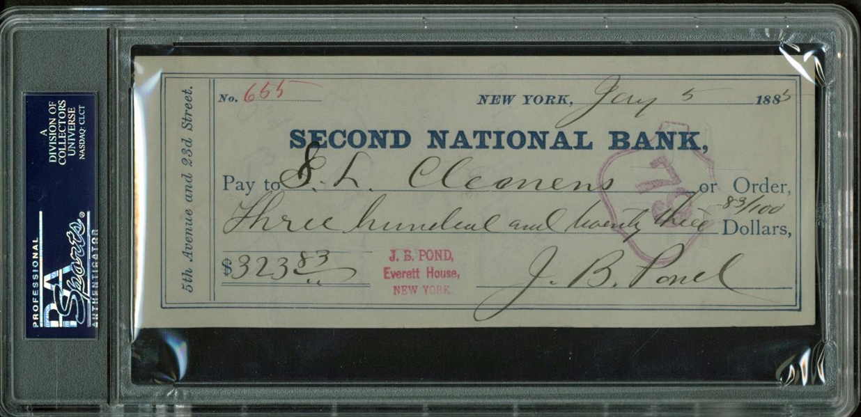 Lot Detail - Mark Twain Signed 1885 Bank Check w/ Superb 