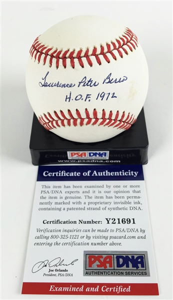 Yogi Berra Uniquely Signed OAL Baseball with Full Name Autograph & HOF Induction Date (PSA/DNA)