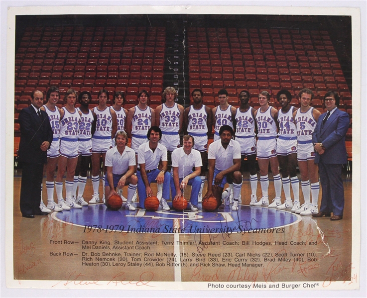 1978/79 Ultra-Rare Indiana State Team Signed 8 x 10 Photo w/ One of the Earliest Bird Signatures to Surface! (PSA/DNA)
