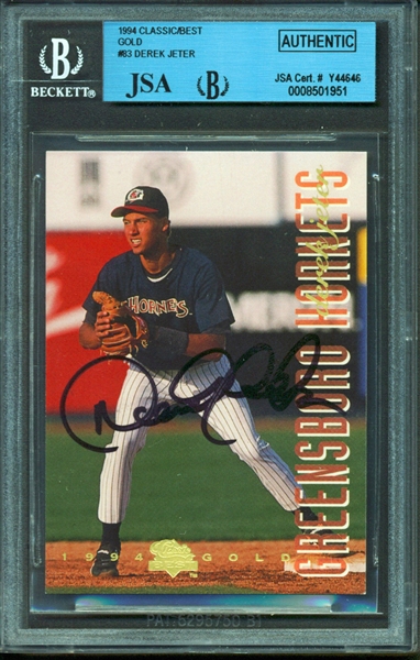 Derek Jeter Signed PRE-Rookie 1994 Classic Best Baseball Card (JSA Encapsulated)