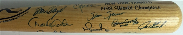 1998 WS Champion New York Yankees Team Signed Baseball Bat w/ Jeter, Rivera, Torre Etc (Steiner Sports)