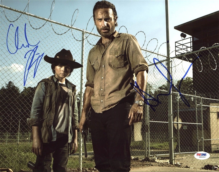The Walking Dead: Andrew Lincoln & Chandler Riggs Signed 11" x 14" Color Photo (PSA/DNA)
