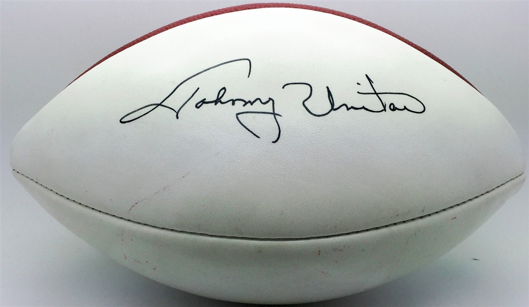 Johnny Unitas Signed White Panel NFL Football (PSA/DNA)
