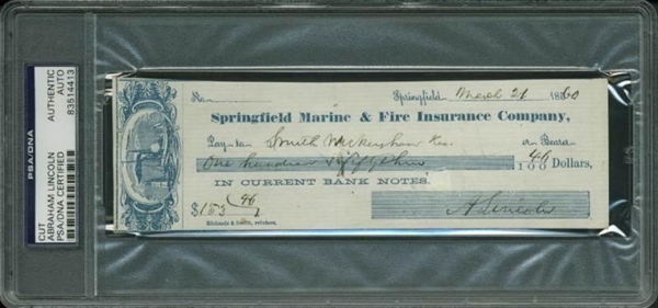 Abraham Lincoln Rare Handwritten & Signed Personal Bank Check (PSA/DNA Encapsulated)