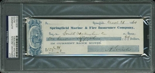 Abraham Lincoln Rare Handwritten & Signed Personal Bank Check (PSA/DNA Encapsulated)