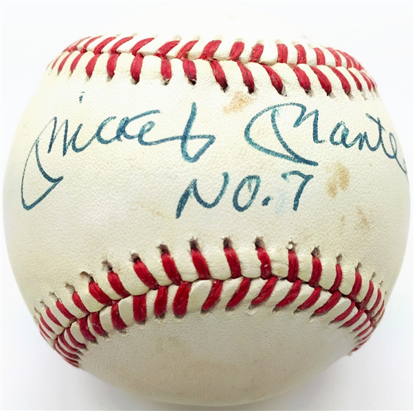 Mickey Mantle Superbly Signed OAL Baseball w/ "No. 7" Inscription (JSA)