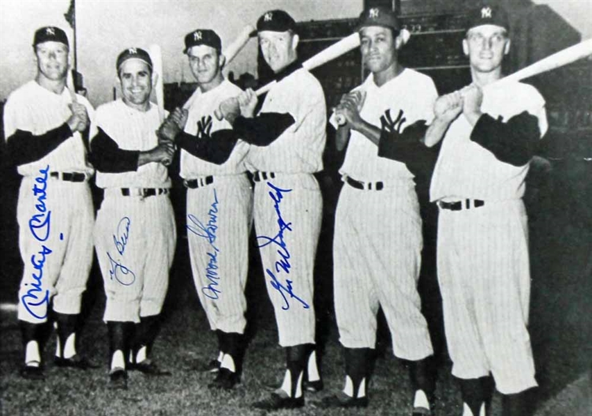 1961 Yankees Multi-Signed 11" x 14" Black & White Photo w/ Mantle, Berra, Skowron & McDougald (PSA/DNA)