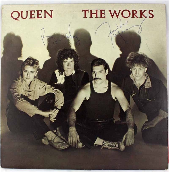 Queen Freddie Mercury & Brian May Dual Signed "The Works" Album Graded MINT 9 (PSA/DNA)