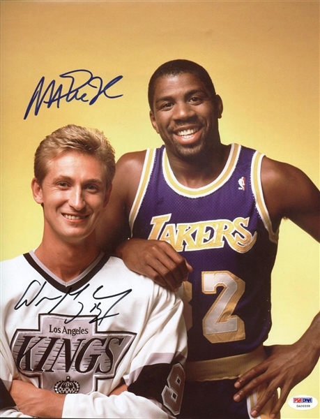 Wayne Gretzky & Magic Johnson Dual Signed 11" x 14" Color Photo (PSA/DNA)