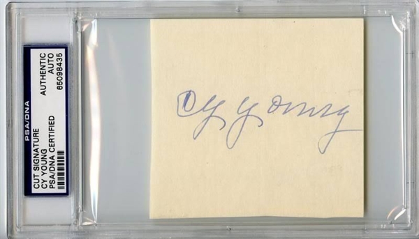 Cy Young Signed 3" x 3" Cut (PSA/DNA Encapsulated)