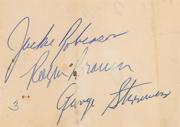Jackie Robinson Vintage Signed 3.5" x 4" Album Page (PSA/JSA Guaranteed)