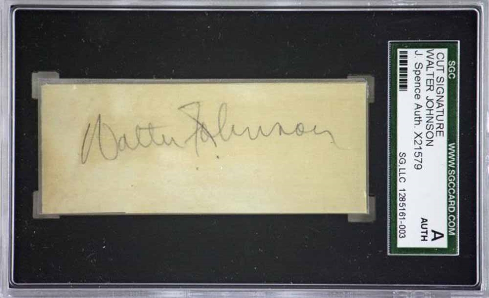 Walter Johnson Rare Vintage Ink Signature (JSA Encapsulated)