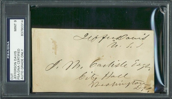 Jefferson Davis Signed Sheet w/ Choic Autograph (PSA/DNA Graded MINT 9)