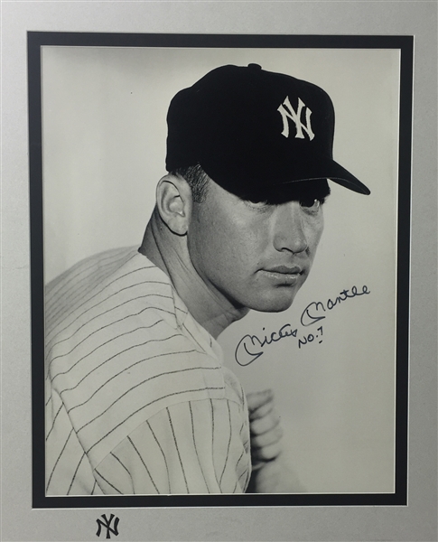 Mickey Mantle Signed & inscribed “No.7” 16” x 20” Framed Black & White Photo (PSA/JSA Guaranteed)