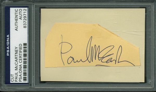 Paul McCartney Vintage 1.5" x 3.25" Signed Cut w/ Full Name Autograph! (PSA/DNA Encapsulated)