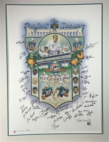 1972 Dolphins Rare Limited Edition Team-Signed Ron Lewis 27" x 36" Lithograph (PSA/JSA Guaranteed)