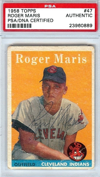 Roger Maris RARE Signed 1958 Topps Rookie Card (PSA/DNA Encapsulated)