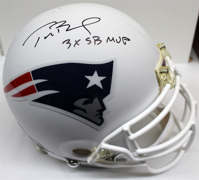 Tom Brady Signed & Inscribed "3x SB MVP" Full Size PRO LINE Patriots Helmet (TRI-STAR)
