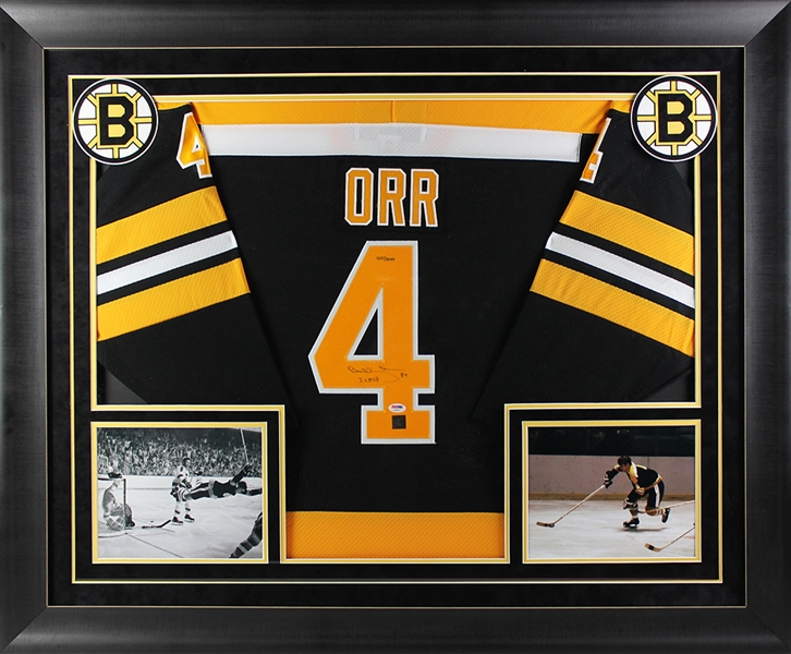 Bobby Orr Signed Ltd. Ed. "3x MVP" Jersey in Custom Framed Display (PSA/DNA)