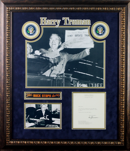 President Harry S. Truman Signed Letter in Custom Framed Display (PSA/DNA)