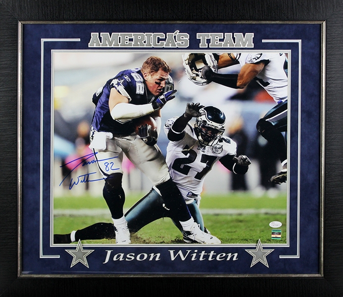 Cowboys: Jason Witten Signed 16" x 20" Photo in Custom Framed Display (JSA)