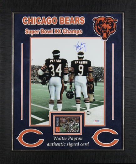 Bears: Walter Payton & Jim McMahon Signatures in Custom Framed Display (PSA/DNA)